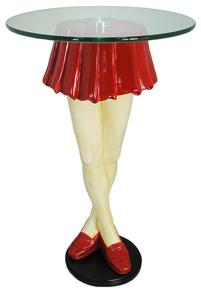 Resin Lady Legs Table With Glass top